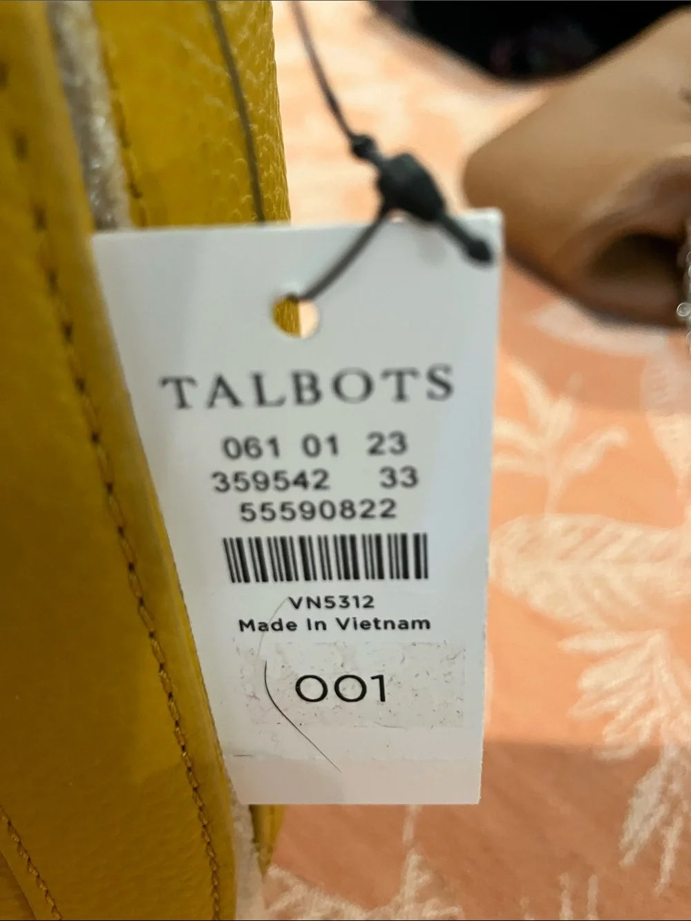 Talbots Mustard Yellow Pebbled Leather Crossbody Saddle Bag